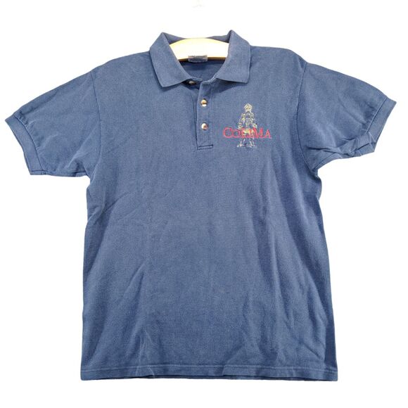 Optima Cotton Wear Men's Pique Colima Polo Shirt Blue Medium Short Sleeve - Picture 1 of 12